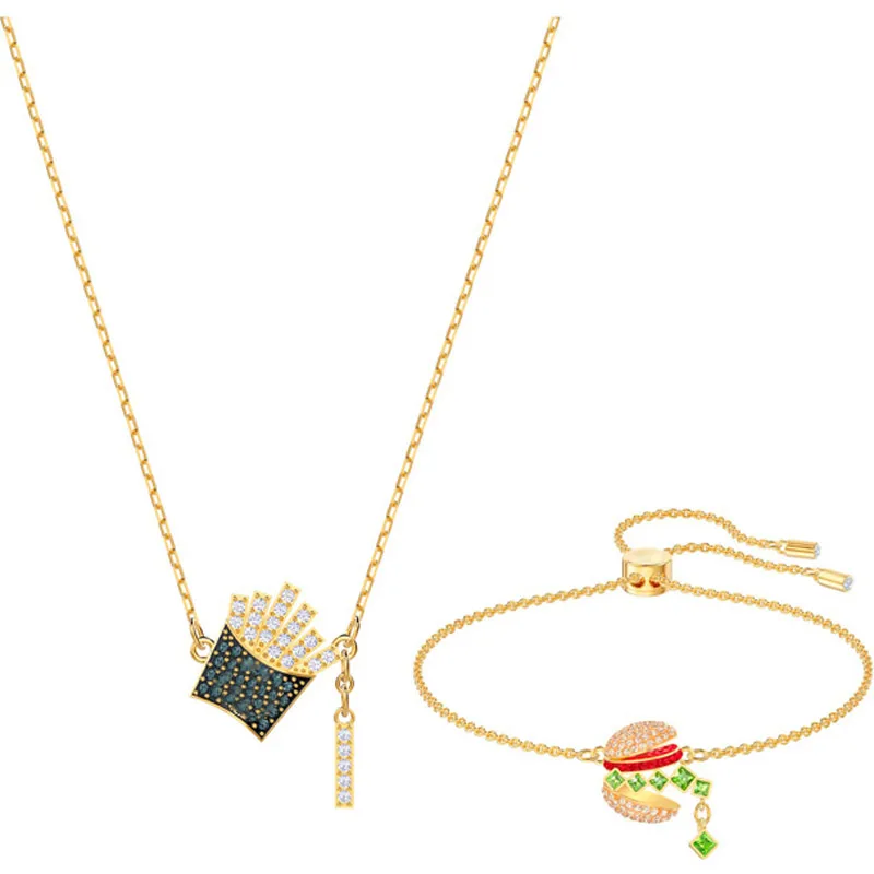 ROBROBOL High Quality Original SWA NICEST Fries Burger Pattern Women's Necklace Bracelet DIY Set Jewelry Gift Wholesale 5448916
ROBROBOL High Quality Original SWA NICEST Fries Burger Pattern Women's Necklace Bracelet DIY Set Jewelry Gift Wholesale 5448916