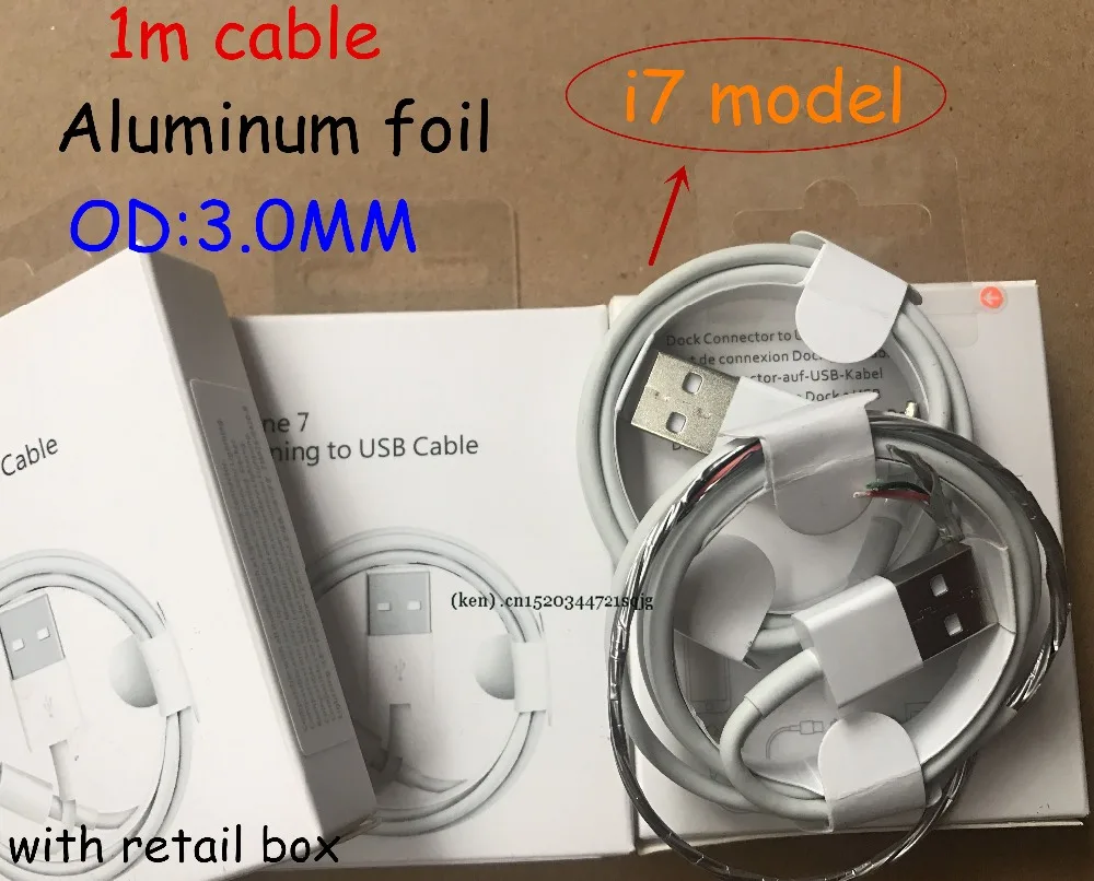50pcs 1m OD 3.0mm AAA+Quality USB Data Charger usb Cable With aluminum foil for iPhone x 8 7 6s 6 plus For IOS10 with retail box
50pcs 1m OD 3.0mm AAA+Quality USB Data Charger usb Cable With aluminum foil for iPhone x 8 7 6s 6 plus For IOS10 with retail box