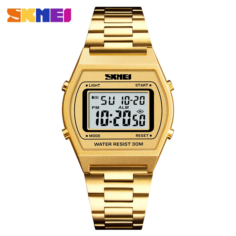 SKMEI Fashion Gold Digital Wristwatch Luxury Business Style Bracelet Clasp Sport Watch Stop Watch Back Light Repeater Clock
SKMEI Fashion Gold Digital Wristwatch Luxury Business Style Bracelet Clasp Sport Watch Stop Watch Back Light Repeater Clock