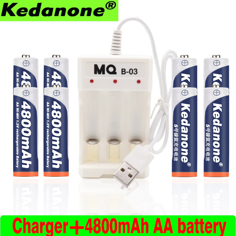 2019 Лот 4 ~ 20 шт AA заряжаемые аккумуляторы 1 2 V 4800 mAh Ni MH 2A Baterias для камеры + зарядное
