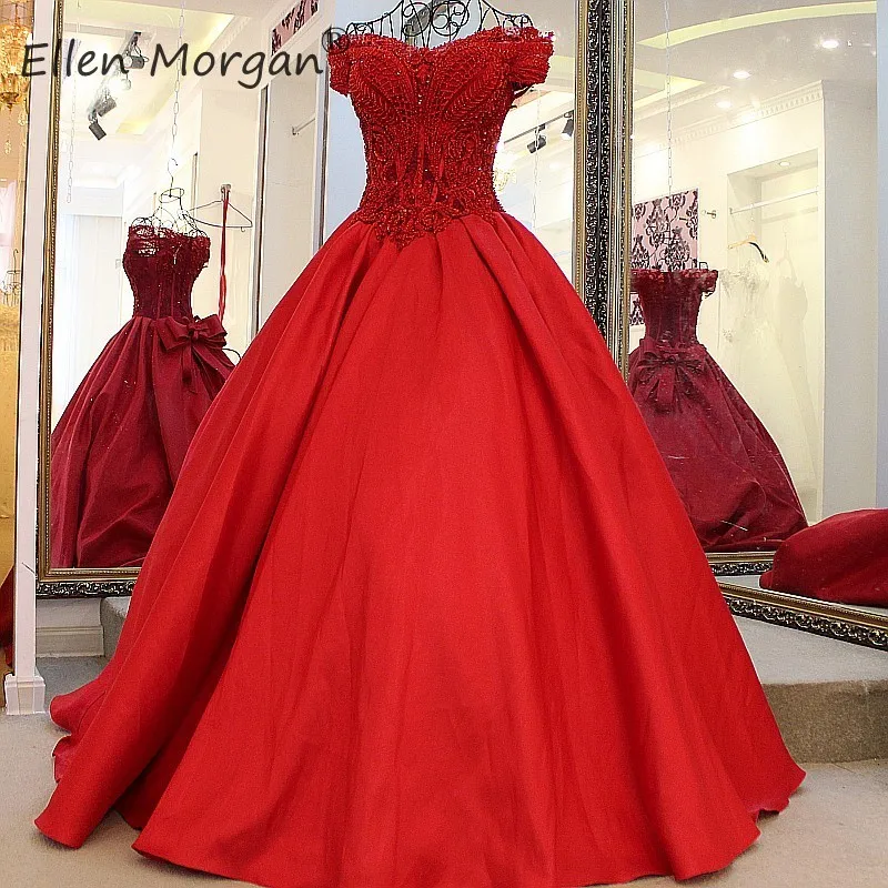 Red Satin Ball Gowns Wedding Dresses Lace up Customized Off Shoulder Lace Beaded Real Photos Court Train Bridal Gowns for Women
Red Satin Ball Gowns Wedding Dresses Lace up Customized Off Shoulder Lace Beaded Real Photos Court Train Bridal Gowns for Women