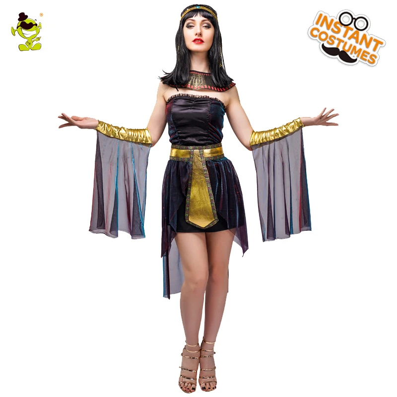 Adult 6-20 Cleopatra Black Costume Egyptian Queen Fancy Dress Ladies Outfit