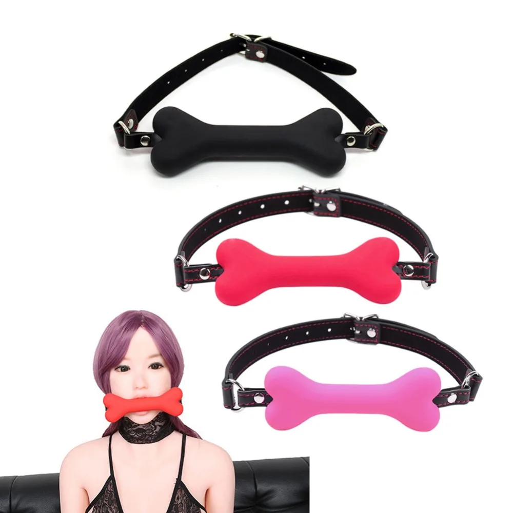 

Mouth Plug 20mm Cute Solid Leather Harness Mouth Silicone Dog Bone Ball Gag BDSM New Arrival