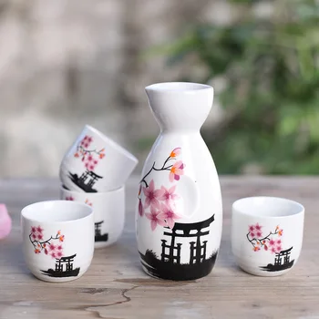 Ankoow Japanese Sake Set with Four Cups Hand Painted Pink Flower porcelain Style Pottery Traditional Ceramic Crafts Wine Pot Cup
Ankoow Japanese Sake Set with Four Cups Hand Painted Pink Flower porcelain Style Pottery Traditional Ceramic Crafts Wine Pot Cup