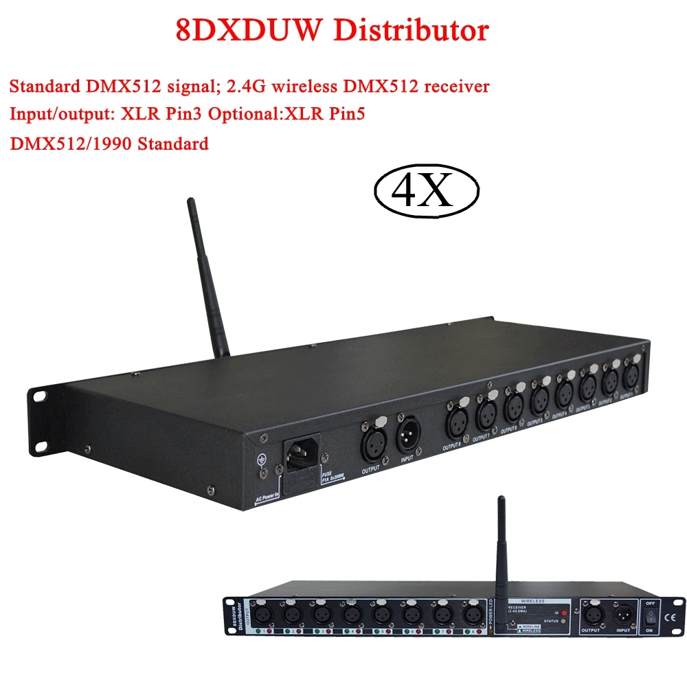 4 шт./лот DMX512 разделитель света усилителя сигнала 8way DMX Дистрибьютор для