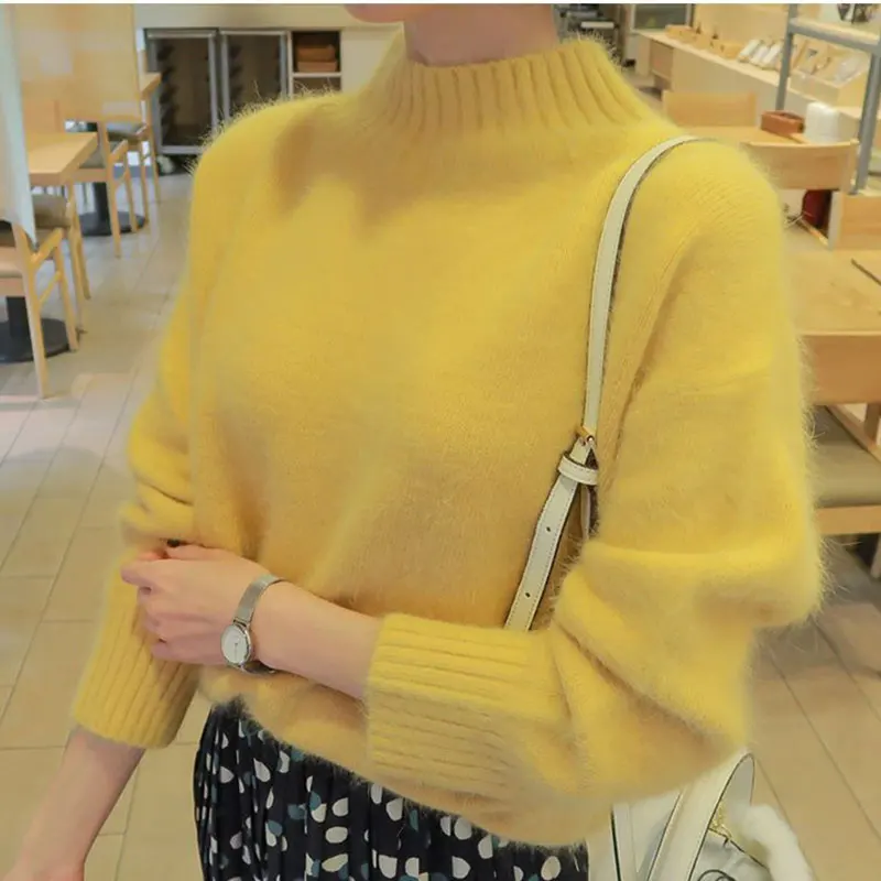 2019 Autumn Winter Half Turtleneck Women Basic Knitted Imitation Mink Cashmere Sweater Pullover Thick Warm Female Jumper Top
2019 Autumn Winter Half Turtleneck Women Basic Knitted Imitation Mink Cashmere Sweater Pullover Thick Warm Female Jumper Top