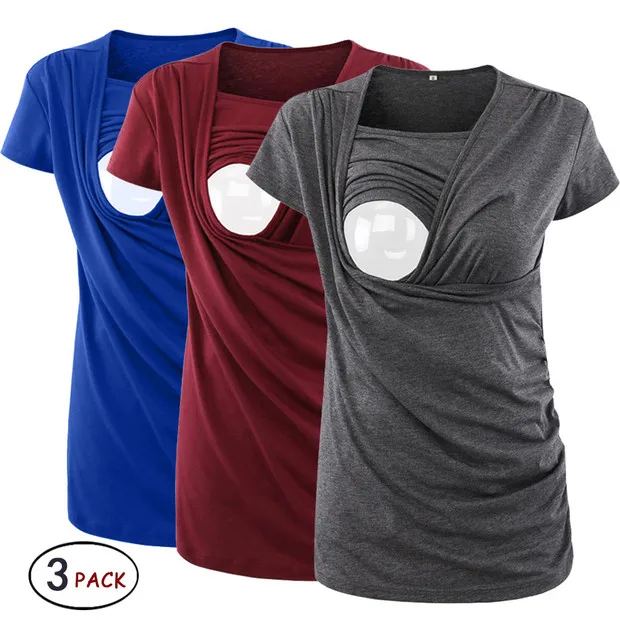 3 pieces Nursing Tops Women Top Breastfeeding Maternity Clothes Short Sleeve Blouse Flattering Side Ruching Pregnancy T-shirt
3 pieces Nursing Tops Women Top Breastfeeding Maternity Clothes Short Sleeve Blouse Flattering Side Ruching Pregnancy T-shirt