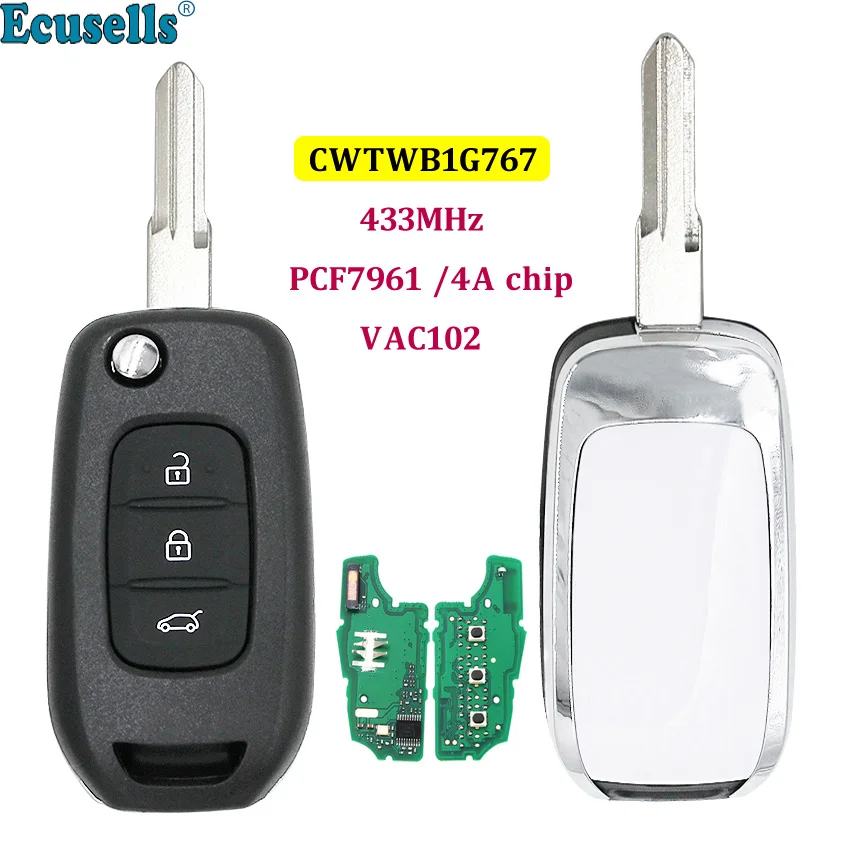 3 Buttons Flip Remote Key PCF7961 4A Chip for Renault Kadjar Captur Megane 3 Symbol 2013-2017 433MHz CWTWB1G767 VAC102
3 Buttons Flip Remote Key PCF7961 4A Chip for Renault Kadjar Captur Megane 3 Symbol 2013-2017 433MHz CWTWB1G767 VAC102