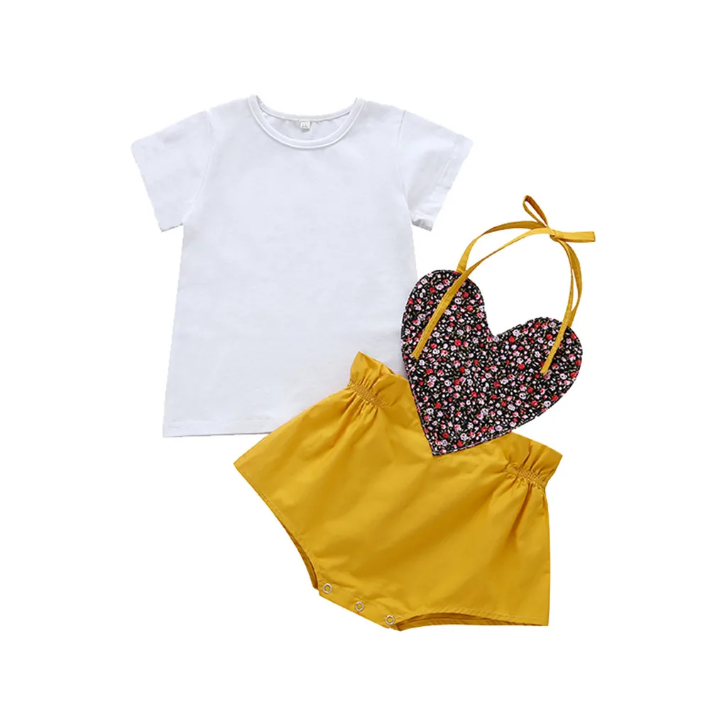 Child necessities Baby Girls clothes set Solid T-Shirt Tops+Floral Love Suspenders Romper Outfits Setsbaby Girls clothes set
Child necessities Baby Girls clothes set Solid T-Shirt Tops+Floral Love Suspenders Romper Outfits Setsbaby Girls clothes set
