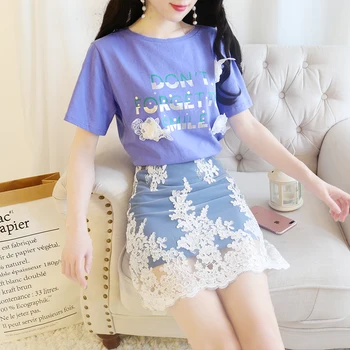 2018 summer new Korean style small fresh playful two piece set fashion wild O-Neck short-sleeve T shirt with skirt two piece 299
2018 summer new Korean style small fresh playful two piece set fashion wild O-Neck short-sleeve T shirt with skirt two piece 299