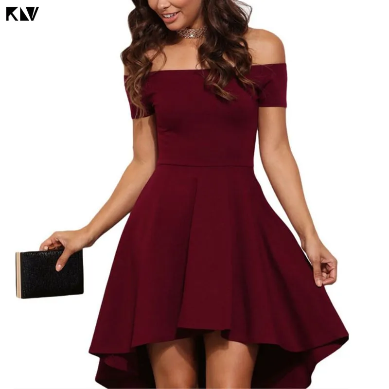 KLV Women Sexy Off The Shoulder Short Sleeves Evening Party Midi Dress Solid Color Asymmetric Swallowtail Hem Skater Dress
KLV Women Sexy Off The Shoulder Short Sleeves Evening Party Midi Dress Solid Color Asymmetric Swallowtail Hem Skater Dress