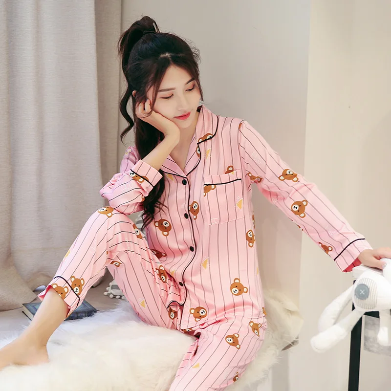 2018 New Cotton Pajama Sets Women Sweet Girl Lounge Cute Sleepwear Long Sleeve Casual Nightwear Big Yards M-XXL Female Pijamas
2018 New Cotton Pajama Sets Women Sweet Girl Lounge Cute Sleepwear Long Sleeve Casual Nightwear Big Yards M-XXL Female Pijamas
