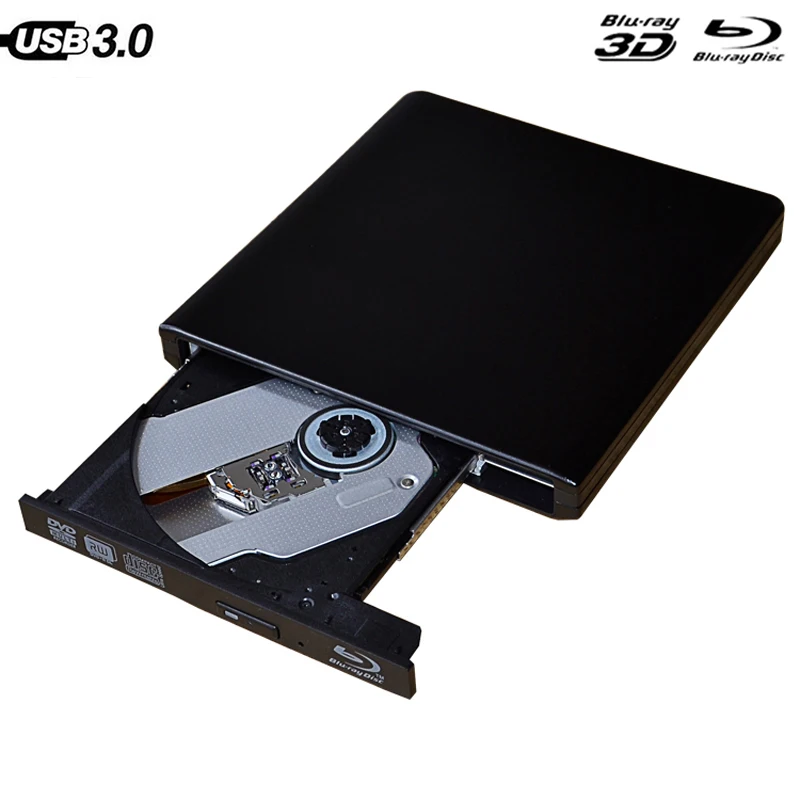 

External Blu-Ray Drive Slim USB 3.0 Bluray Burner BD-RE CD/DVD RW Writer Play 3D 4K Blu-ray Disc for Asus Samsung Acer Dell HP