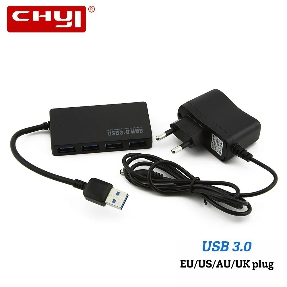CHYI USB 3 0 концентратор мульти в одном 4 порта разветвитель Hab с внешним адаптером