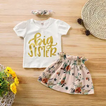 Hot Sales Toddler Baby Girl Cotton Big sister Little sister printed Short Sleeve dress + Dress + headwear 3PC Outfits sets
Hot Sales Toddler Baby Girl Cotton Big sister Little sister printed Short Sleeve dress + Dress + headwear 3PC Outfits sets