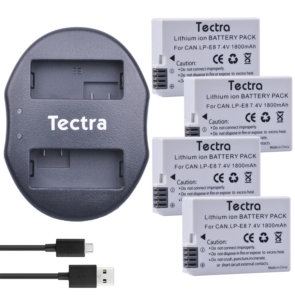 Tectra 4PCS LP-E8 LPE8 LP E8 Li-ion Bateria + USB Dual Charger for Canon EOS 550D 600D 650D 700D X4 X5 X6i X7i T2i T3i T4i T5i
Tectra 4PCS LP-E8 LPE8 LP E8 Li-ion Bateria + USB Dual Charger for Canon EOS 550D 600D 650D 700D X4 X5 X6i X7i T2i T3i T4i T5i