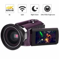4K Camcorder Video Camera Ultra HD 60 FPS Digital Video Recorder Wifi night Vision LCD Touchscreen External with Wide Angle Lens image