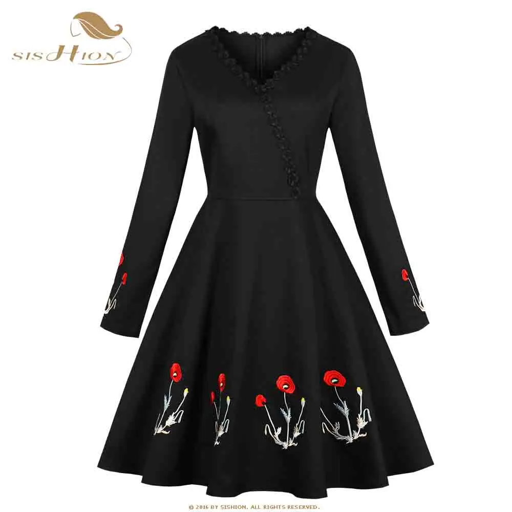 SISHION 2019 Spring Dress Long Sleeve Elegant Black Dresses SP991 Floral Embroidery Hepburn Retro Vintage Swing Dress
SISHION 2019 Spring Dress Long Sleeve Elegant Black Dresses SP991 Floral Embroidery Hepburn Retro Vintage Swing Dress