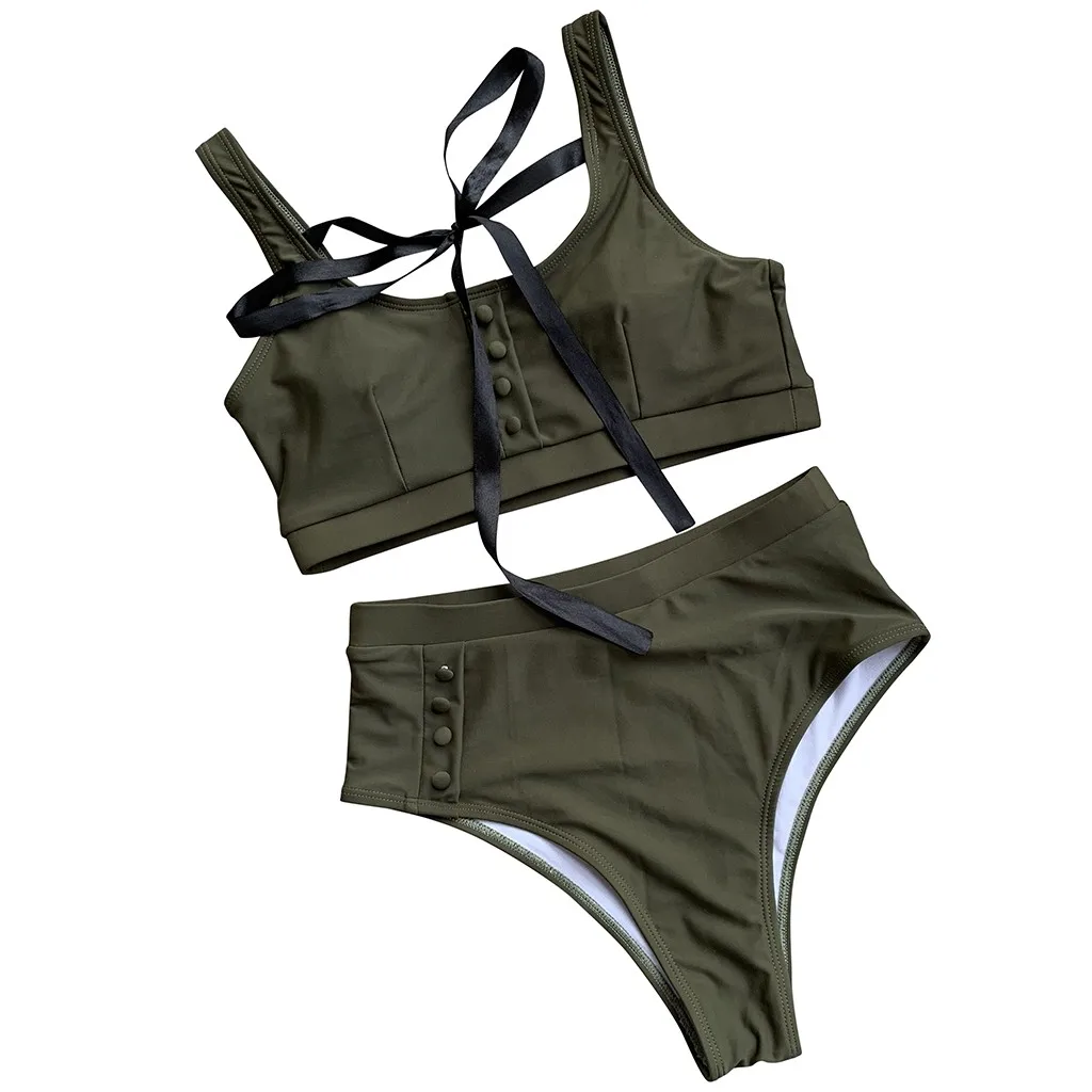 Superb Women Swimwear Two-Piece Swimsuit Button High Waist Tankini Sport Style Bikini Set Beachwear Ladies Sexy Split Swimsuit
Superb Women Swimwear Two-Piece Swimsuit Button High Waist Tankini Sport Style Bikini Set Beachwear Ladies Sexy Split Swimsuit