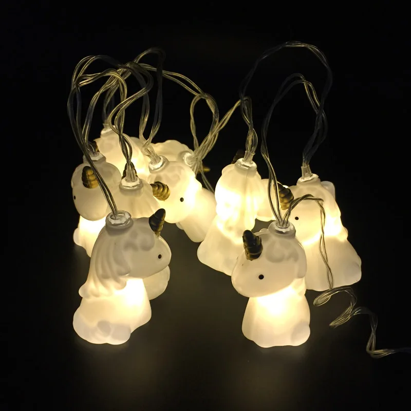 2M 10P Led Unicorn Head String Light Xmas Faiy Holiday Decoration Night Light  Baby Room Background for Festive Party New Year rgb white warm white (13)