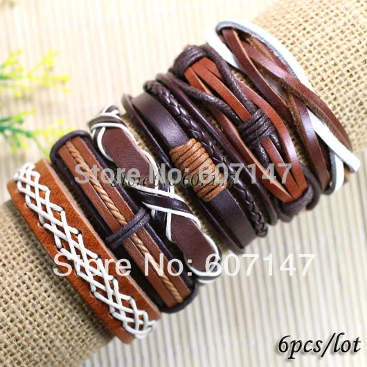 Handmade Wholesale handmade (6pcs/lot) genuine adjustable charming brown leather bracelets pulseiras de couro -S91
Handmade Wholesale handmade (6pcs/lot) genuine adjustable charming brown leather bracelets pulseiras de couro -S91