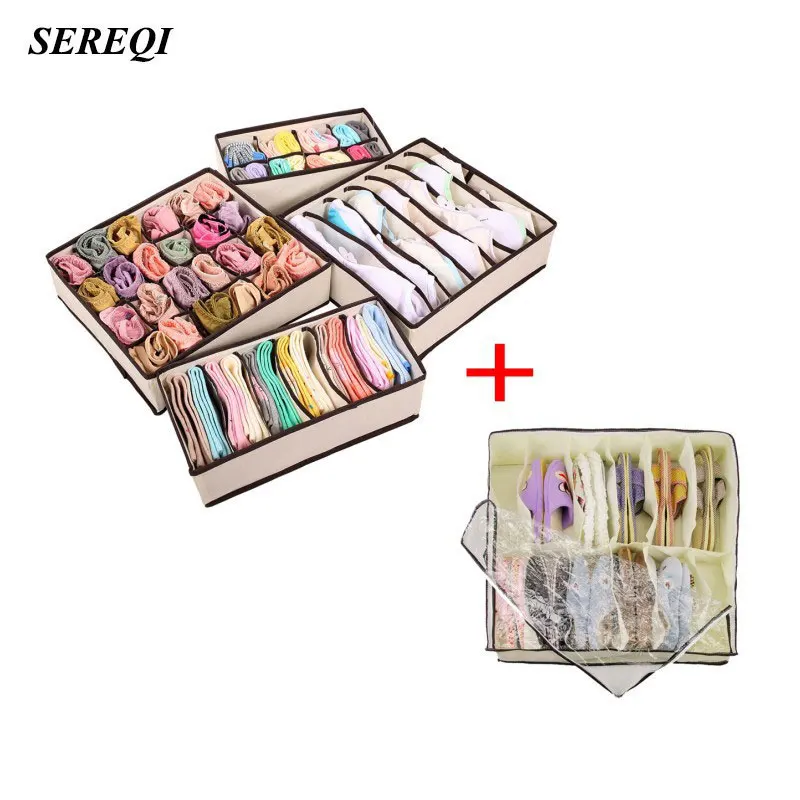 SEREQI 4PCS Foldable Storage Box Underwear Bra Drawer Closet Organiser + 1PCS Home Folding Under Bed 12 Cell Shoes Storage Bins
SEREQI 4PCS Foldable Storage Box Underwear Bra Drawer Closet Organiser + 1PCS Home Folding Under Bed 12 Cell Shoes Storage Bins