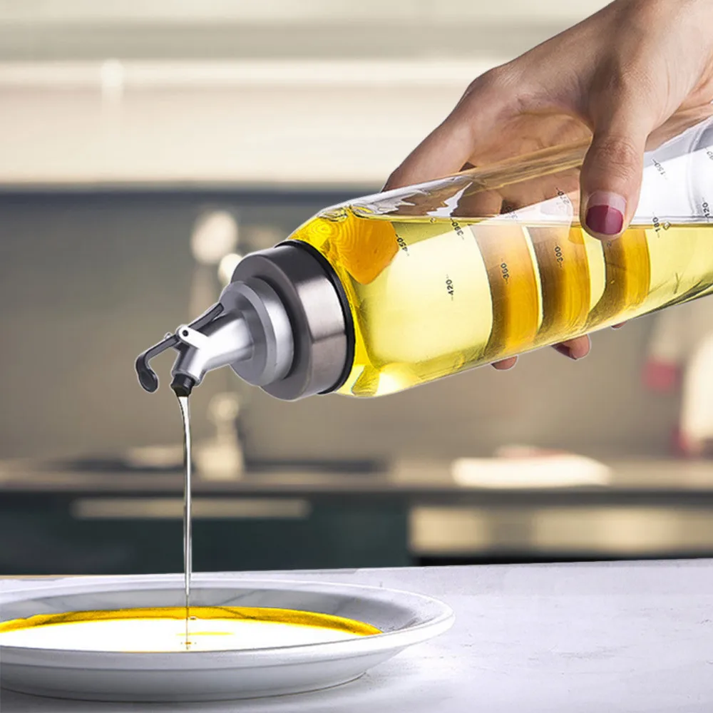 

Glass Olive Oil Dispenser Sprayer Vinegar Bottle with Scale Kitchen Oil Spray Bottle Cruet Leak-proof Salad BBQ Cooking Tools