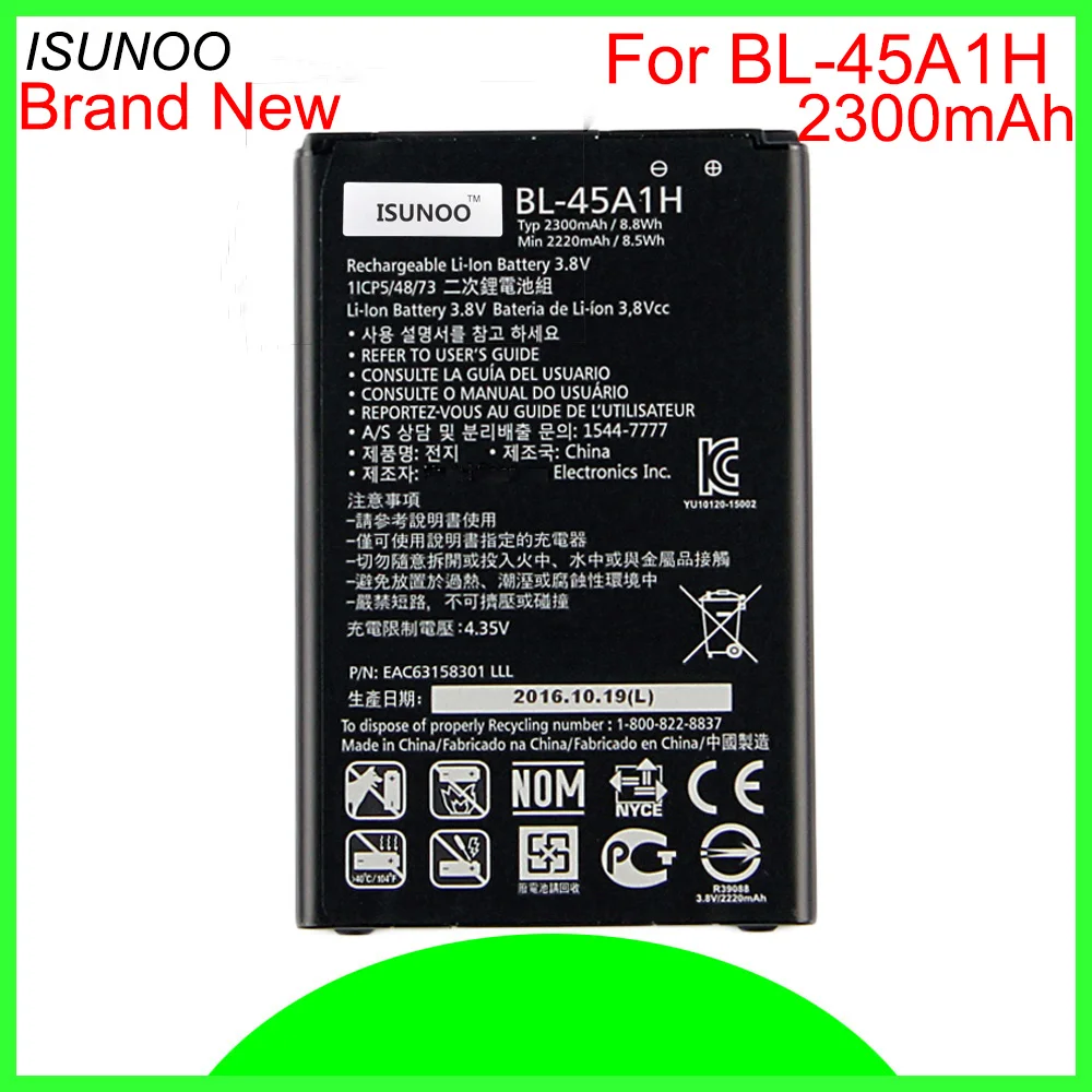 ISUNOO 10pcs/lot 2300mAh BL-45A1H Battery For LG K10 F670L F670K F670S LTE Q10 K420 Batterij Batterja Batterie
ISUNOO 10pcs/lot 2300mAh BL-45A1H Battery For LG K10 F670L F670K F670S LTE Q10 K420 Batterij Batterja Batterie