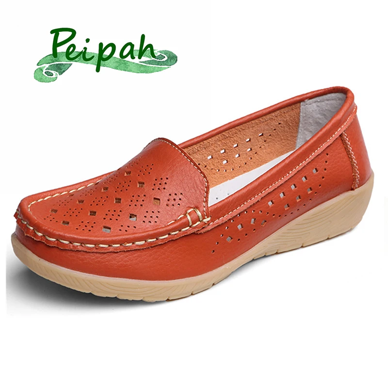 PEIPAH Summer Genuine Leather Women Wedge Shoes Casual Solid Wild Loafers Hollow Shallow Chaussure Femme Slip On Nurse Shoes
PEIPAH Summer Genuine Leather Women Wedge Shoes Casual Solid Wild Loafers Hollow Shallow Chaussure Femme Slip On Nurse Shoes