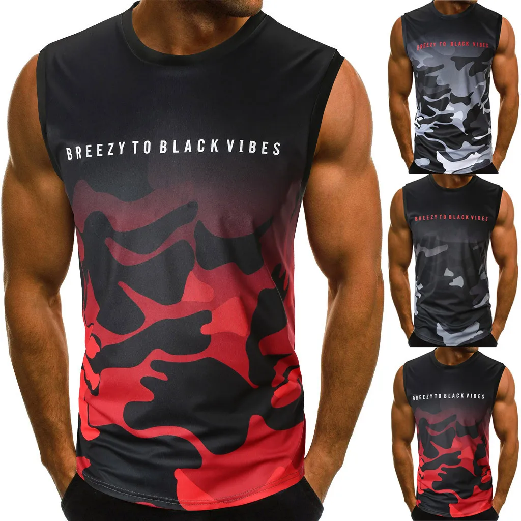 Fashion Men's Sporty Vest Summer Casual Camouflage Slim Letter Printed Sleeveless Tank Top Men bodybuilding muscle shirt Male
Fashion Men's Sporty Vest Summer Casual Camouflage Slim Letter Printed Sleeveless Tank Top Men bodybuilding muscle shirt Male