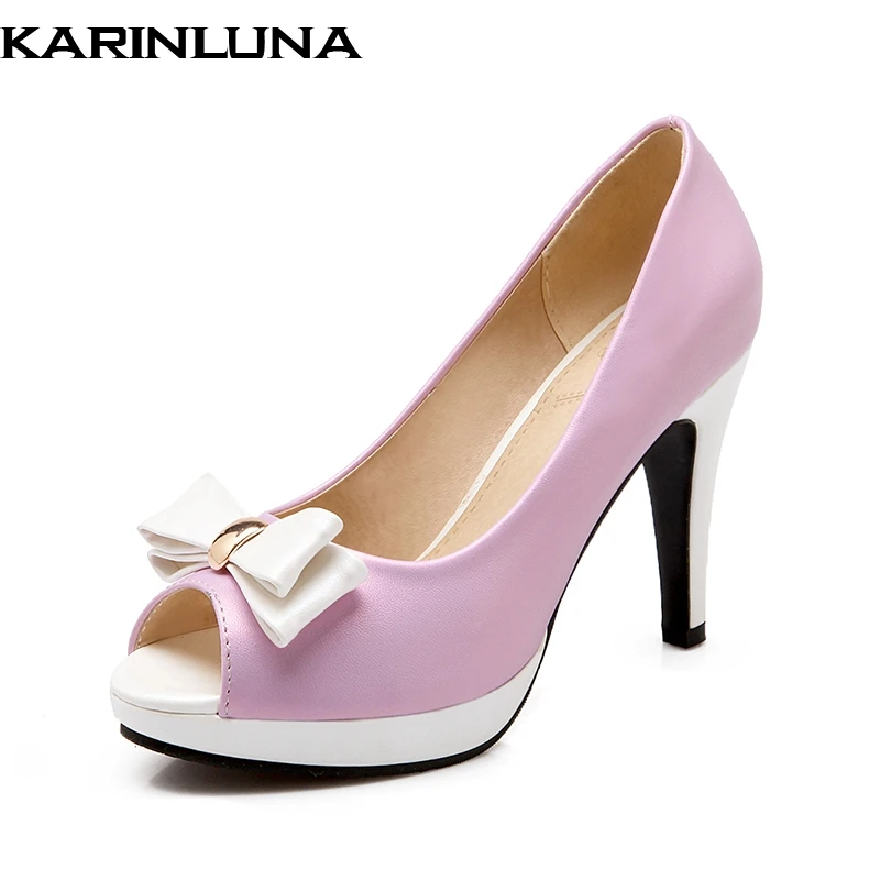 KARINLUNA New Large Size 31-43 Spring Summer High Heels Mixed Colors Women Shoes Woman Pumps Sweet Bow Peep Toe Shoes
KARINLUNA New Large Size 31-43 Spring Summer High Heels Mixed Colors Women Shoes Woman Pumps Sweet Bow Peep Toe Shoes
