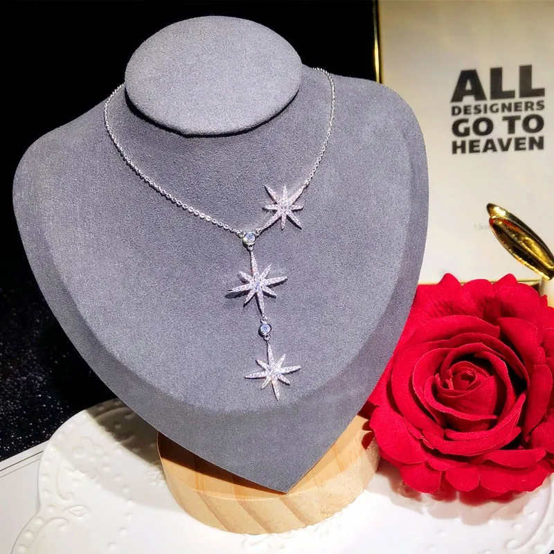 Necklaces Pendants For Women Solid 925 Silver Cubic Zirconia Eight-pointed Star Necklace Fine Jewelry Clavicular Chain
Necklaces Pendants For Women Solid 925 Silver Cubic Zirconia Eight-pointed Star Necklace Fine Jewelry Clavicular Chain