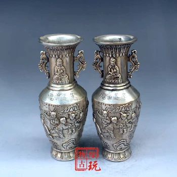 Silver-plated Goddess of Mercy Vase with a Pair of Home Fengshui Copper Ornaments
Silver-plated Goddess of Mercy Vase with a Pair of Home Fengshui Copper Ornaments