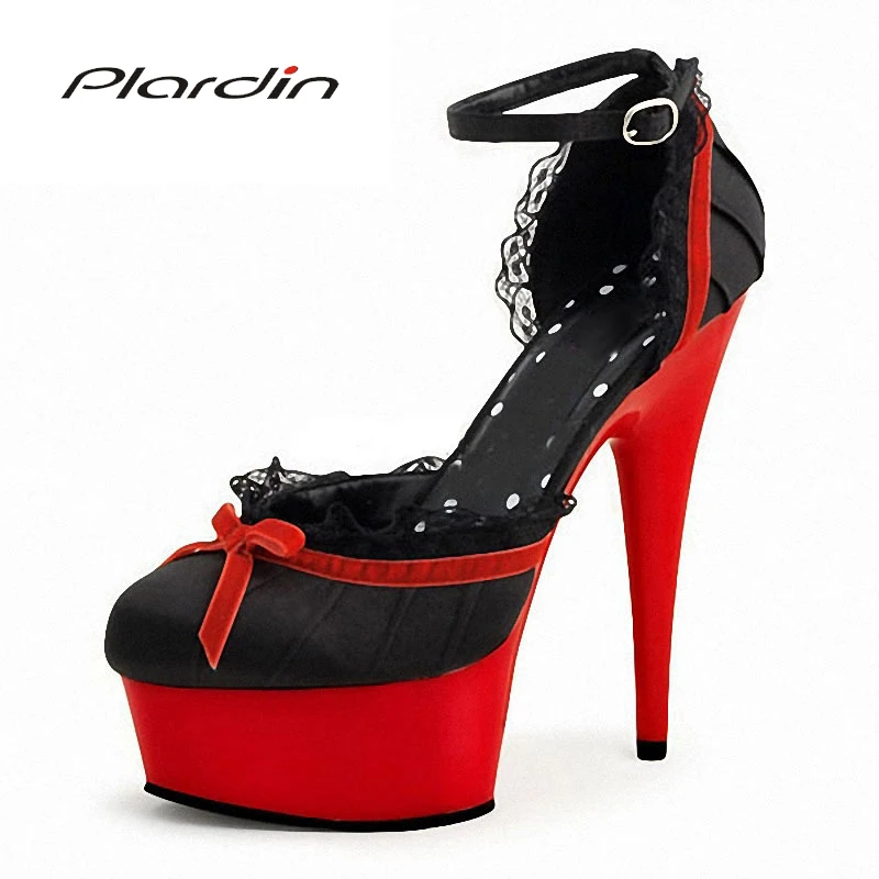Plardin Plus Size 35-46 Sexy Silk Butterfly-knot 15CM High Heels 5CM Platform Nightclub Party Dance Party Ankle Strap Women Pump
Plardin Plus Size 35-46 Sexy Silk Butterfly-knot 15CM High Heels 5CM Platform Nightclub Party Dance Party Ankle Strap Women Pump