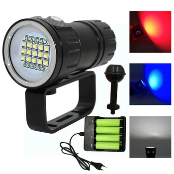 underwater LED Photography Video Diving Flashlight 15x XM-L2 white+6x XPE Red+6x XPE Blue waterproof Tactical torch Lamp
underwater LED Photography Video Diving Flashlight 15x XM-L2 white+6x XPE Red+6x XPE Blue waterproof Tactical torch Lamp