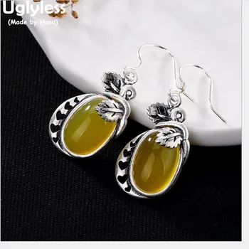 Uglyless Real 999 Fine Silver Jewelry Women Luxury Natural Chalcedony Earrings Retro Heart Hollow Brincos Handmade Leaves Bijoux
Uglyless Real 999 Fine Silver Jewelry Women Luxury Natural Chalcedony Earrings Retro Heart Hollow Brincos Handmade Leaves Bijoux