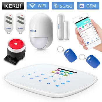 

KERUI W193 GSM WADMA 3G PSTN WiFi Wireless House Home Security Alarm Burglar Alarm System Android ios APP Control Touch Panel