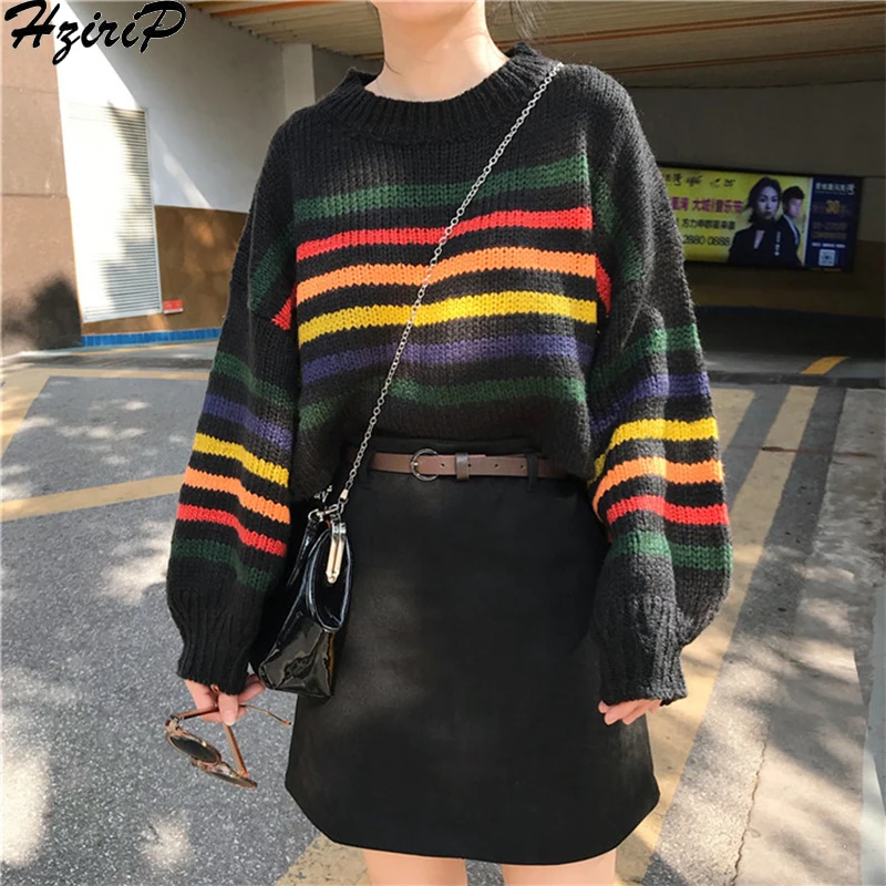 HziriP Sweet Autumn Winter 2019 Women Sweater Fashion Knitted Striped Slim Pullover Loose Female O-Neck Warm Tops 2 Colors
HziriP Sweet Autumn Winter 2019 Women Sweater Fashion Knitted Striped Slim Pullover Loose Female O-Neck Warm Tops 2 Colors