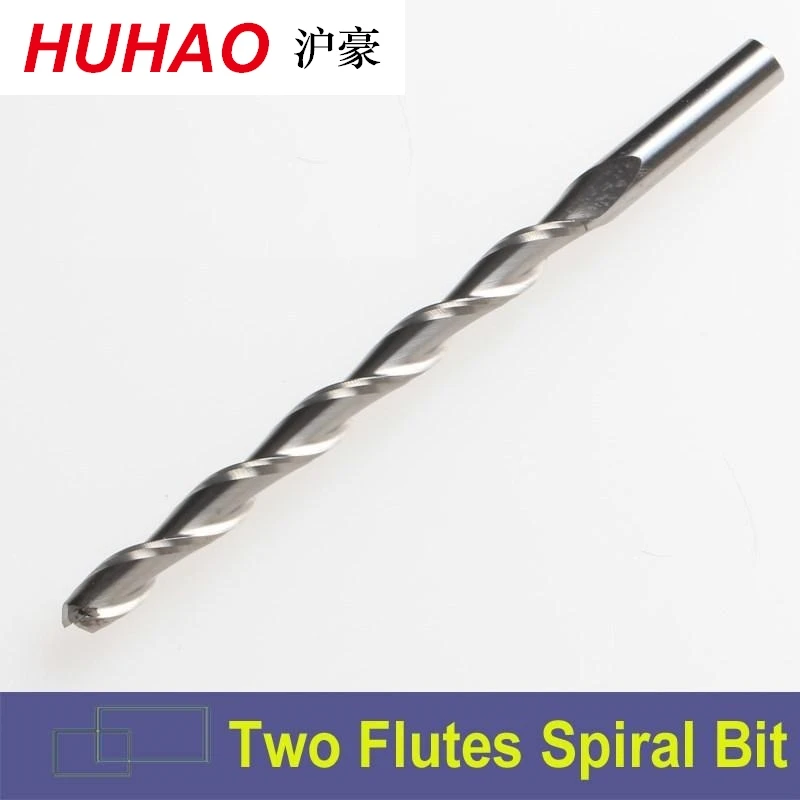 

HUHAO 3.175mm SHK Carbide CNC Router Bits Two Flutes Spiral End Mills Double Flutes Milling Cutter Spiral PVC Cutter