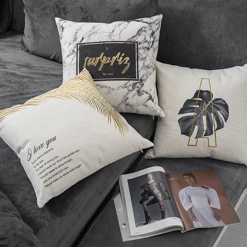 Wholesales Linen Pillow Cover Tropical Palm Marble Golden Grey Cushion Cover Home Decorative Pillow Case 45x45cm/55x55cm
Wholesales Linen Pillow Cover Tropical Palm Marble Golden Grey Cushion Cover Home Decorative Pillow Case 45x45cm/55x55cm