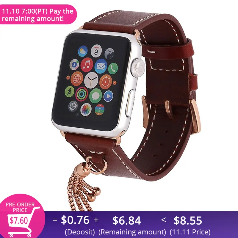 Genuine Leather Watch Band with Connector Adapter strap for Apple Watch 44mm 42mm Series 5 4 3 2 38mm Band with Small Ornaments
Genuine Leather Watch Band with Connector Adapter strap for Apple Watch 44mm 42mm Series 5 4 3 2 38mm Band with Small Ornaments