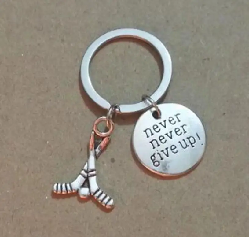 Never Give Up Hockey Club Alloy Keychain For Keys Car Bag Key Ring Handbag Couple Key Chains Jewelry Men Gifts
Never Give Up Hockey Club Alloy Keychain For Keys Car Bag Key Ring Handbag Couple Key Chains Jewelry Men Gifts