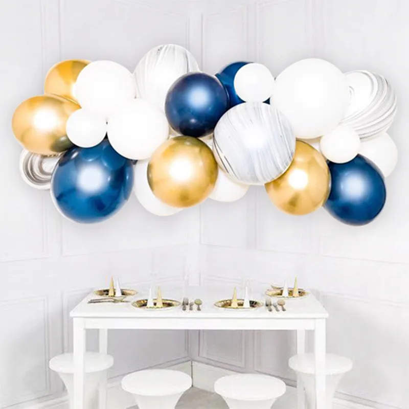 40pcs White Macaron Agate Black Marble Balloons Navy Blue Latex Balloon Gold Chorme Metal Balloons Garland For Wedding Birthday
40pcs White Macaron Agate Black Marble Balloons Navy Blue Latex Balloon Gold Chorme Metal Balloons Garland For Wedding Birthday