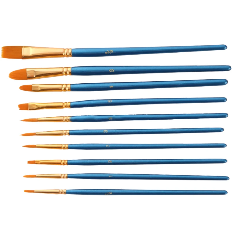 10Pcs/Set Watercolor Brush Gouache Paint Brushes Different Shape Round Pointed Tip Nylon Hair Painting Set Artist Supplies | Канцтовары