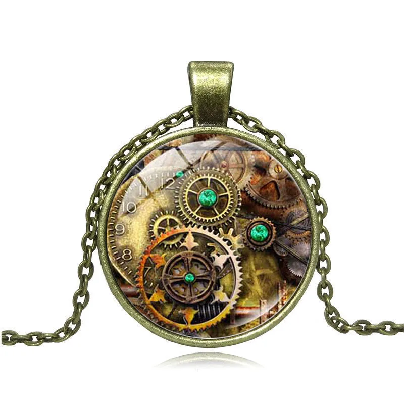 Punk Jewelry steampunk Gear Time Gem necklace Imitated Clock Glass Faced Pendant Necklace Retro Sweater Necklace Drop Shipping
Punk Jewelry steampunk Gear Time Gem necklace Imitated Clock Glass Faced Pendant Necklace Retro Sweater Necklace Drop Shipping