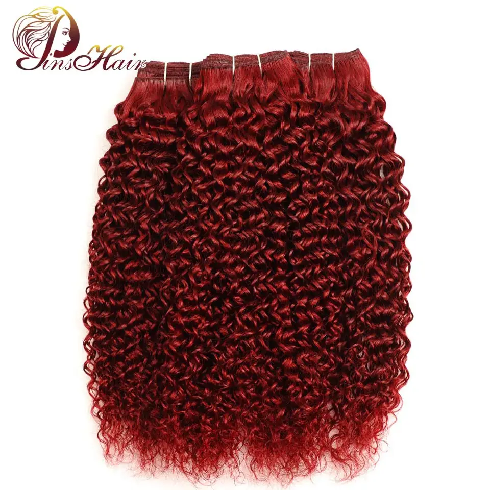 Pinshair волосы бордовые пучки перуанские кудрявые красные 99J 3 пучка предложения 10 26