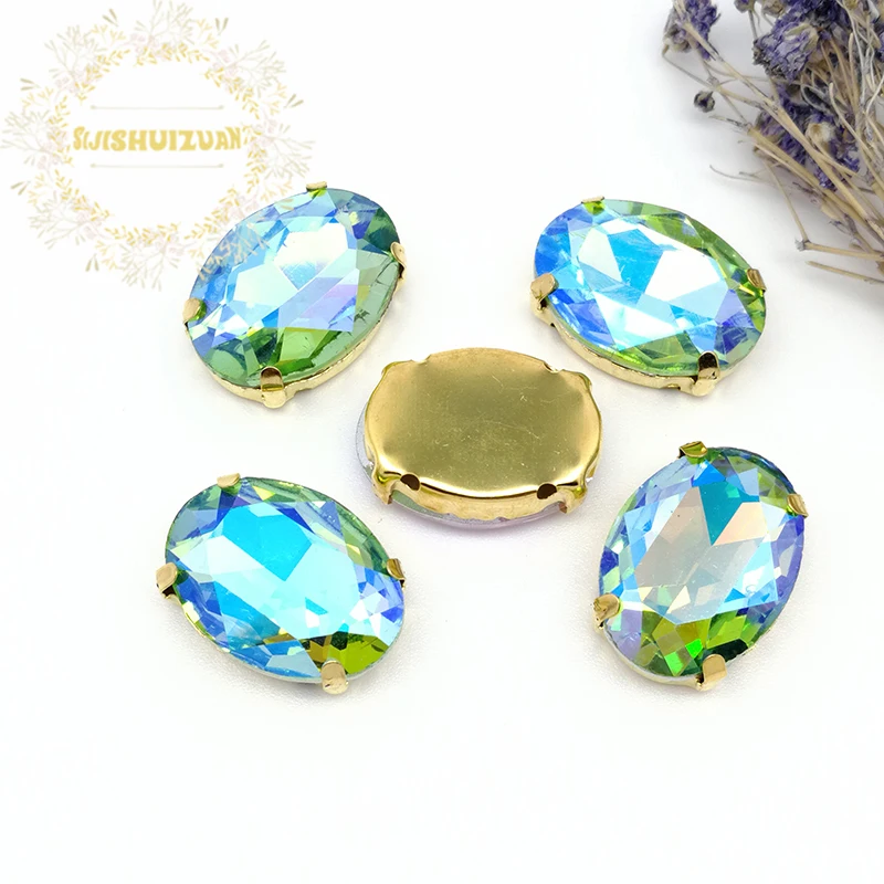 Light green AB Dazzle color oval shape Glass Crystal sew on rhinestones with GOLD four claw Diy weddingdress Free shipping
Light green AB Dazzle color oval shape Glass Crystal sew on rhinestones with GOLD four claw Diy weddingdress Free shipping