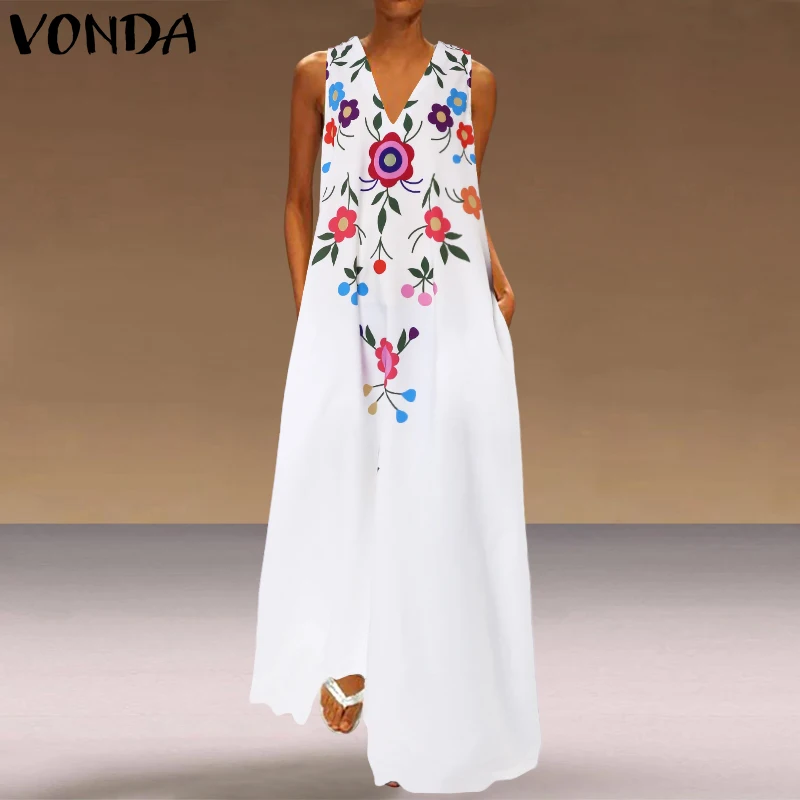 VONDA 2019 Women Maxi Dress Sexy V Neck Sleeveless Floral Printed Long Dresses Party Holiday Bohemian Vestido Plus Size Sundress
VONDA 2019 Women Maxi Dress Sexy V Neck Sleeveless Floral Printed Long Dresses Party Holiday Bohemian Vestido Plus Size Sundress