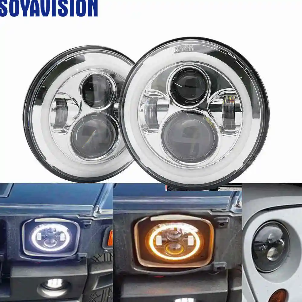 2x 7" DRL LED H4 UAZ Headlight Daytime Running Light Headlamp Halo Ring Angel Eye Turn Signal For Lada 4x4 urban Niva Jeep JK TJ
2x 7" DRL LED H4 UAZ Headlight Daytime Running Light Headlamp Halo Ring Angel Eye Turn Signal For Lada 4x4 urban Niva Jeep JK TJ