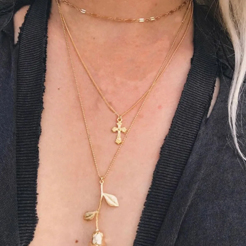 Bohemian Multilayer Rose Cross Pendant Necklace for Women Vintage Gold Color Party Charms Choker Necklace Necklace Jewelry X107
Bohemian Multilayer Rose Cross Pendant Necklace for Women Vintage Gold Color Party Charms Choker Necklace Necklace Jewelry X107